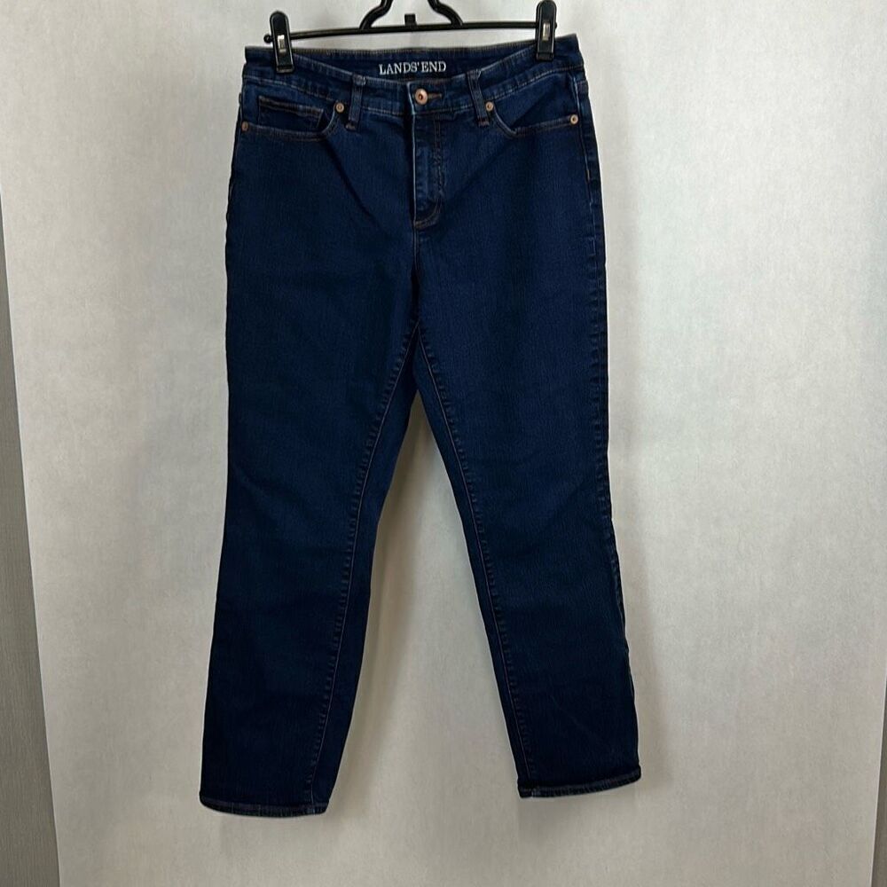 Lands' End Denim Jeans Womens Sz 12 Mid Rise Straight Cut 28.5" Inseam
